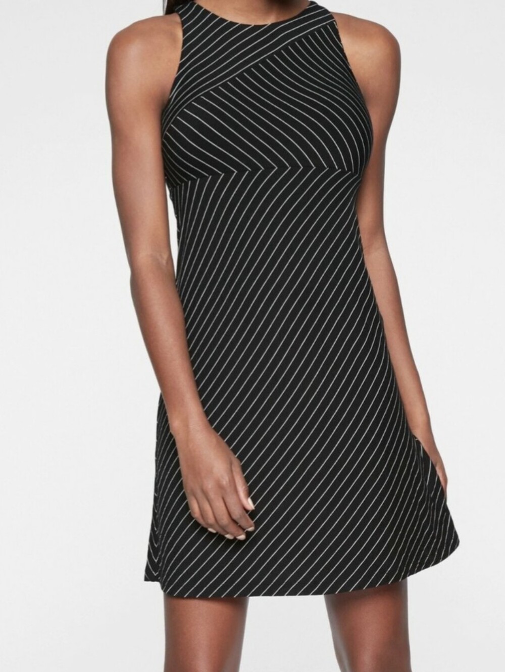 Athleta Santorini Black & White Pinstripe Dress - Size XS
